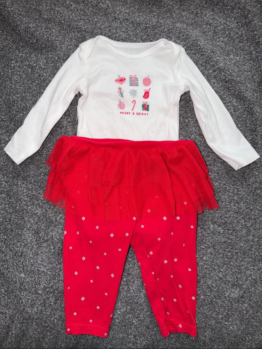 Carter's White Top with Red Tutu Legging Set